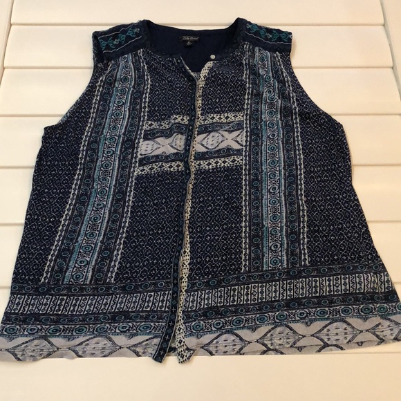 Lucky Brand bohemian floral print tank top with embroidery accent - Picture 3 of 13